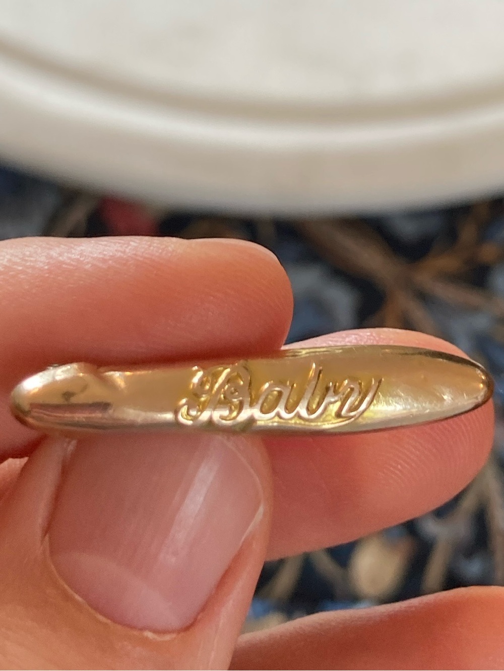 Antique Edwardian 9K Gold “Baby” Puffy Style Pin Signed Maker’s Mark
